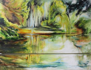 "BOSGROND", Olieverf op linnen 30 x 170 + 100 x 170 cm