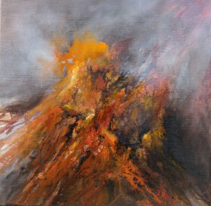 "It's burning inside II", olieverf op linnen 40 x 40 cm